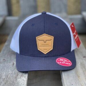Kimes Ranch Shielded Trucker Leather Patch Navy Cap